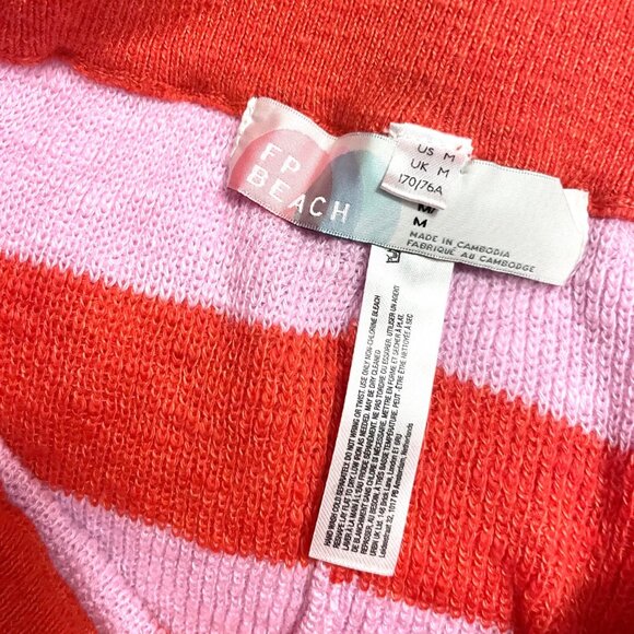 Free People Beach Malibu Surf Sweater Striped Knit Shorts Orange Pink Size M - Picture 3 of 6